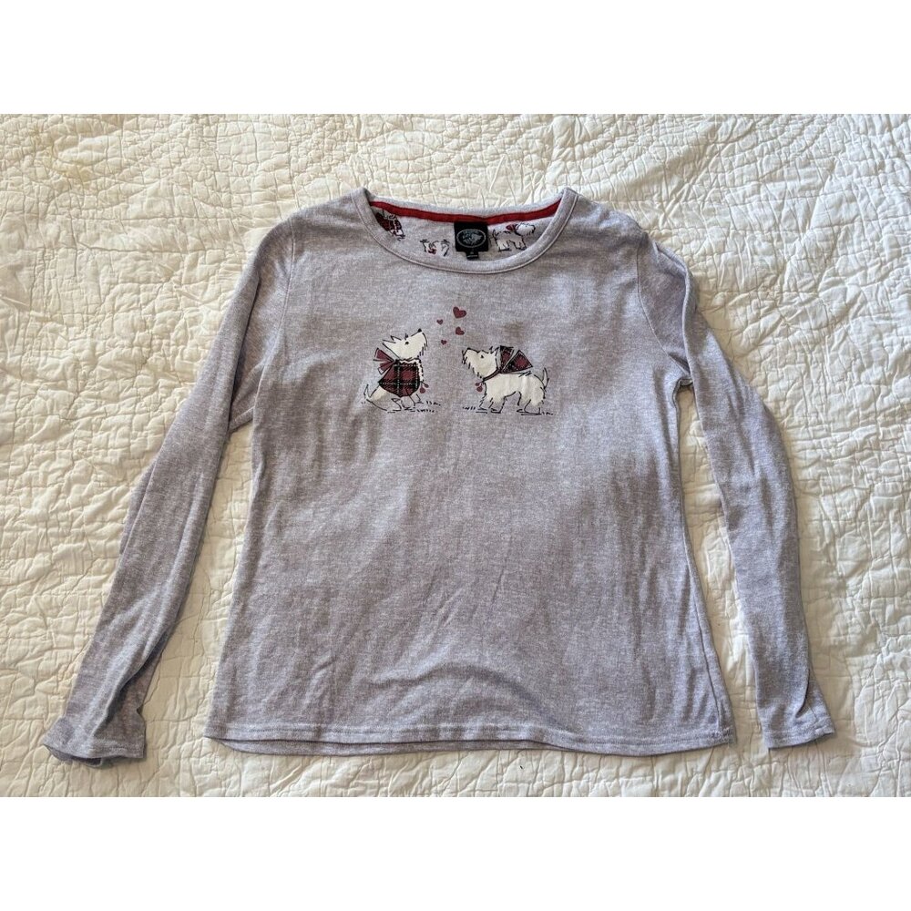 Laura Ashley Grey Long Sleeve Shirt With Dog Print